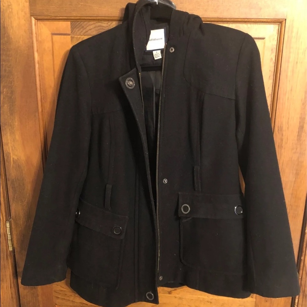 Croft and barrow black pea coat with hood